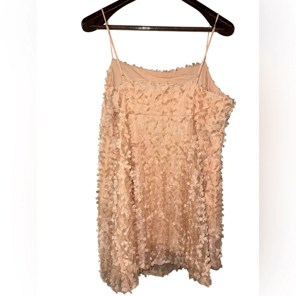 Anthropologie 3D Floral Appliqué Mini Dress L Boho Wedding Guest Garden Party - Picture 10 of 12